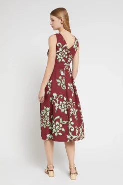 Midikleid aus bedrucktem Popeline