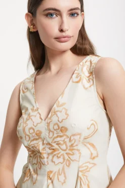 Midikleid aus bedrucktem Popeline
