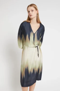 Midikleid aus bedruckter Viskose