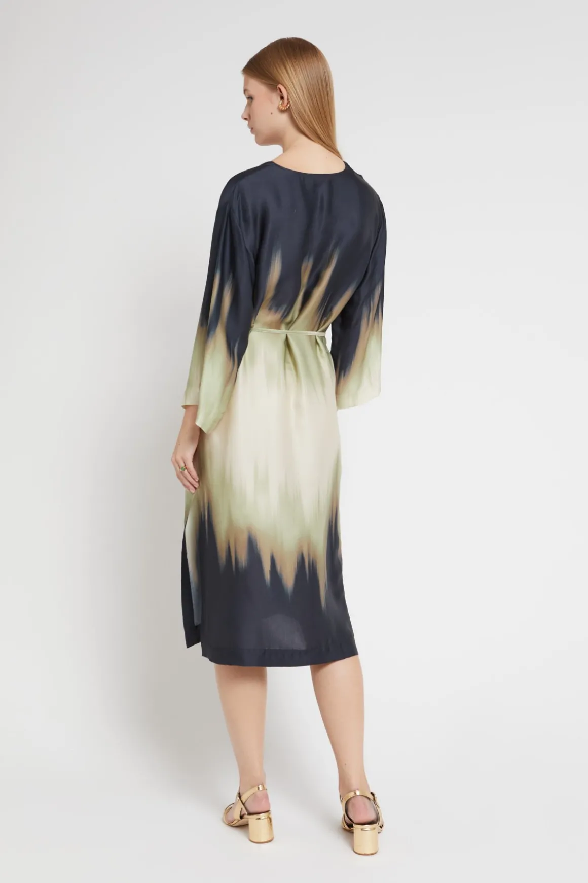Midikleid aus bedruckter Viskose