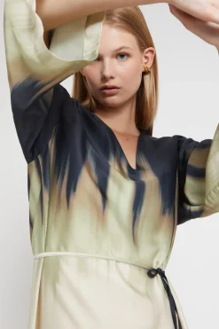 Midikleid aus bedruckter Viskose