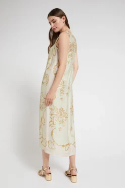 Mittellanges bedrucktes Viskosekleid