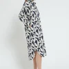 Mittellanges Hemdblusenkleid aus bedrucktem Popeline