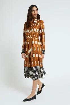 Mittellanges Hemdblusenkleid aus Viskose