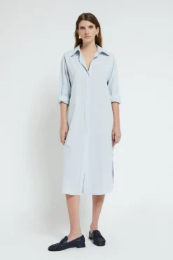 Mittellanges Hemdblusenkleid aus Popeline