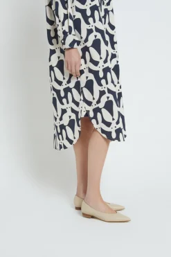 Mittellanges Hemdblusenkleid aus bedrucktem Popeline