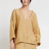 Oversize-Shirt aus satiniertem Leinen