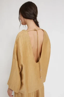 Oversize-Shirt aus satiniertem Leinen