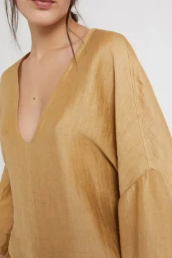 Oversize-Shirt aus satiniertem Leinen