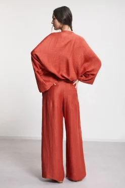 Palazzo-Hose aus satiniertem Leinen