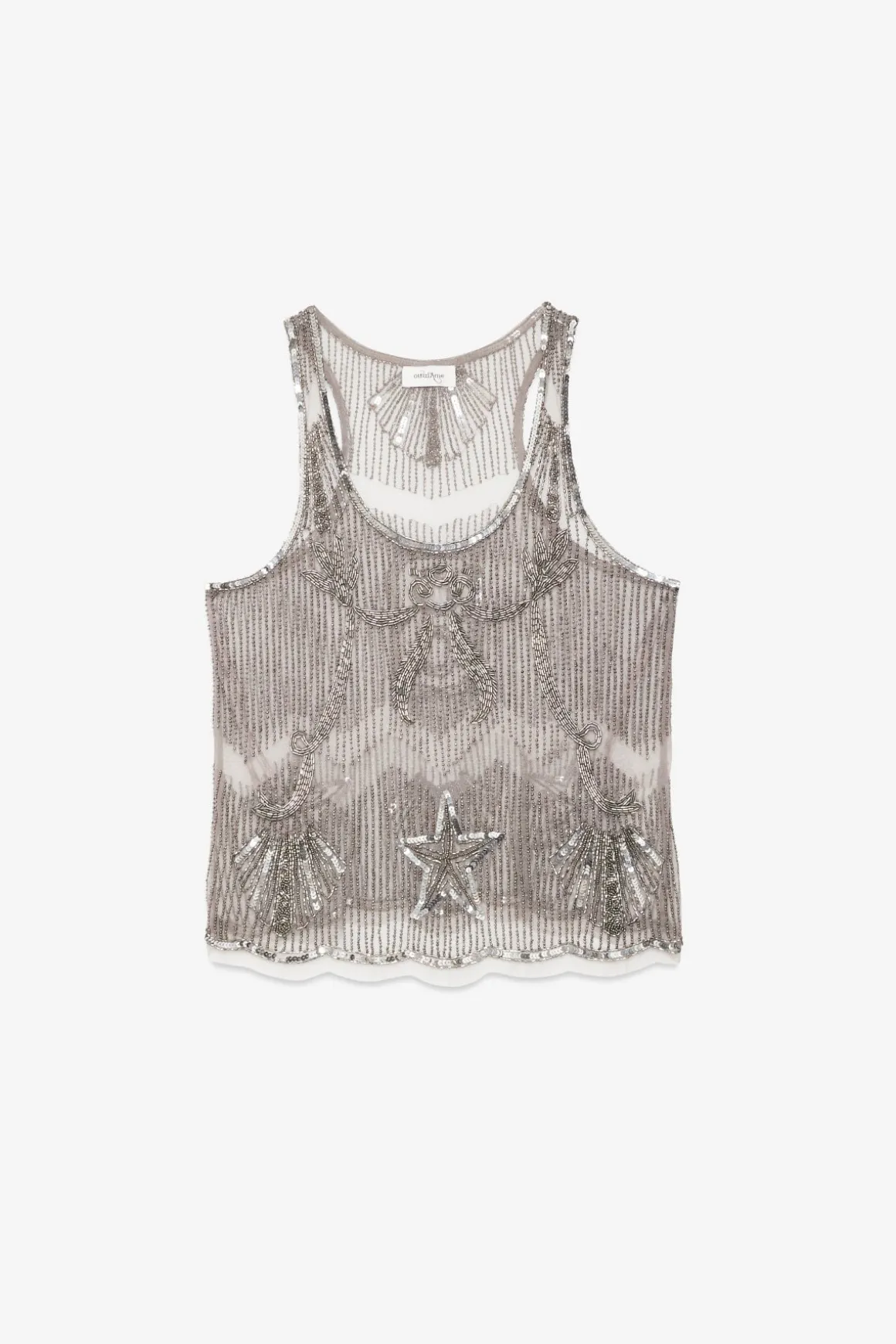 Tanktopo aus Tüll mit Stickerei