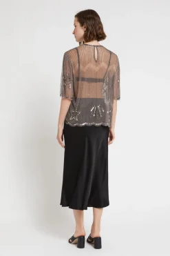 Tüllshirt mit Stickerei