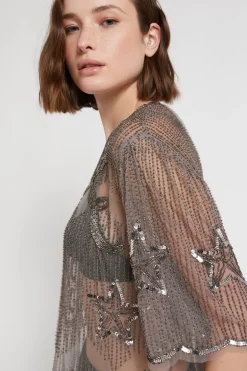Tüllshirt mit Stickerei