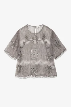 Tüllshirt mit Stickerei