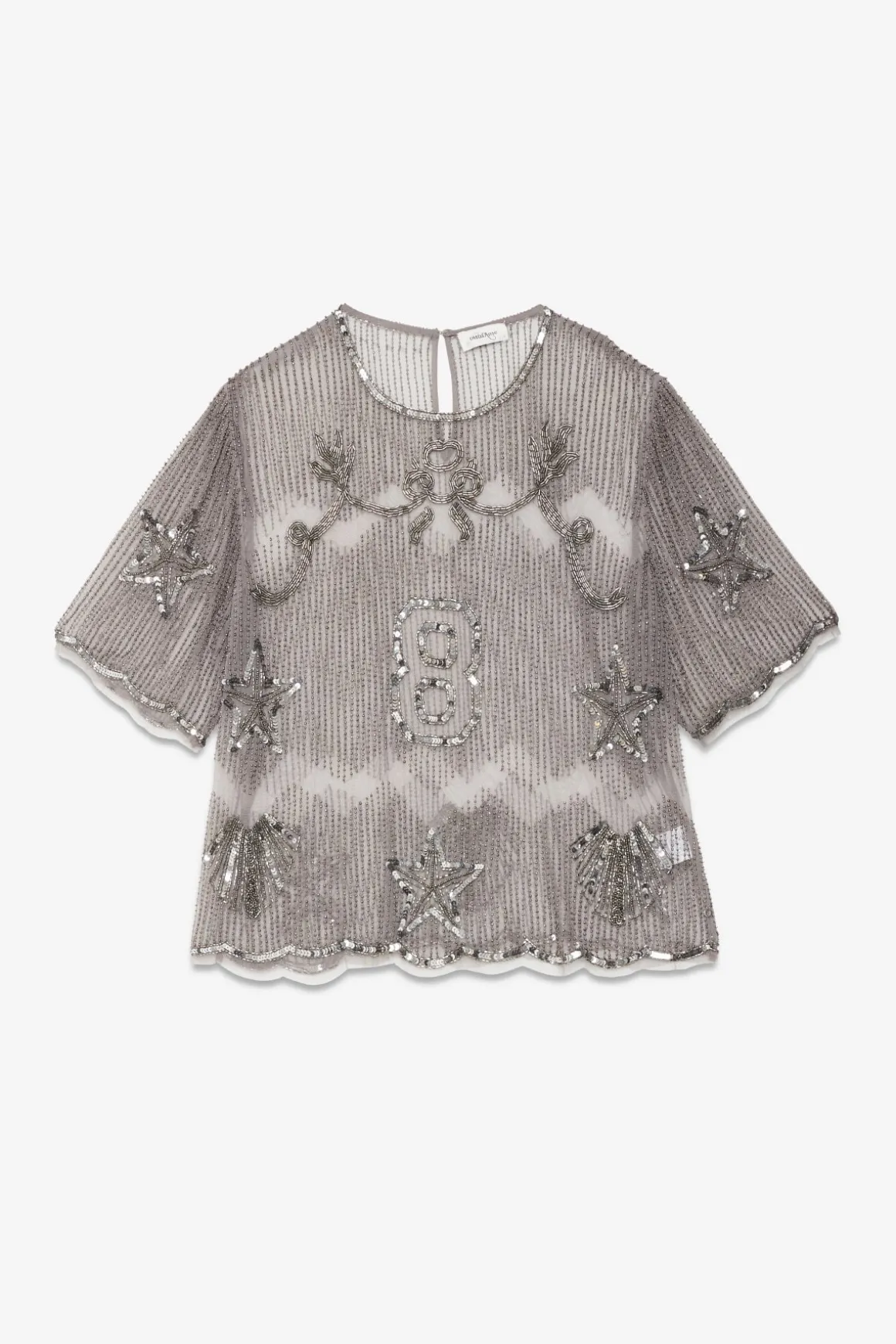 Tüllshirt mit Stickerei