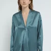 Viskosebluse mit 1 Knopf