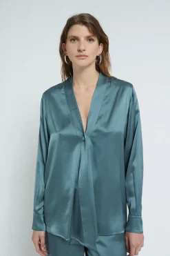 Viskosebluse mit 1 Knopf
