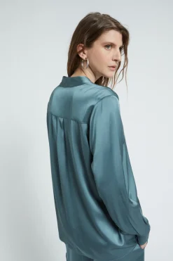 Viskosebluse mit 1 Knopf