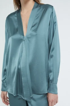 Viskosebluse mit 1 Knopf