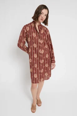 Gestreiftes Hemdblusenkleid aus Baumwollmusselin