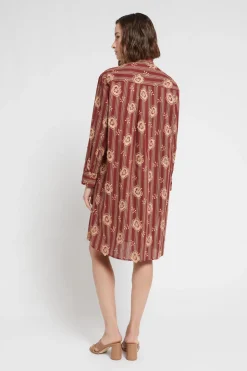 Gestreiftes Hemdblusenkleid aus Baumwollmusselin