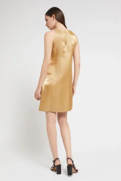 Kurzes Kleid aus Viskose und Leinen