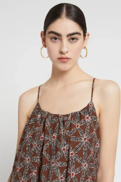 Langes Kleid aus bedruckter Baumwolle