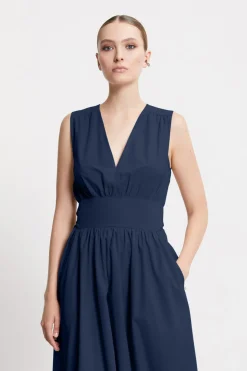 Langes Popelinekleid