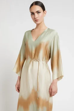 Midikleid aus bedruckter Viskose